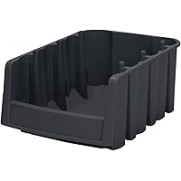 Akro-Mils 30776 Economy Stacking Shelf Plastic Storage Bins, (18-Inch x 6-5/8-Inch x 7-Inch), Black (10-Pack)