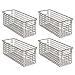 mDesign Slim Metal Wire Food Storage Organizer Basket with Handles - Organization in Kitchen Cabinets, Pantry Shelf, Bathroom, Laundry Room, Closets, Garage, Concerto Collection, 4 Pack, Bronze