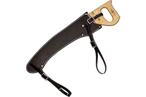Outfitters Supply Hand Saw, Fanno Trail Saw with Premium Leather Scabbard & Cut-On-The-Pull Curved Blade for Hunting, Camping, Trail-Riding & Bushcraft; 22.5"