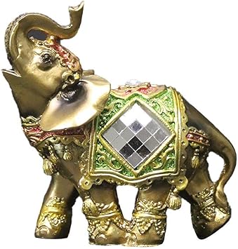 Good Ajd 6.5X3.5X7Cm Elefante Verde, Estatua De Sala De Tres Elefantes