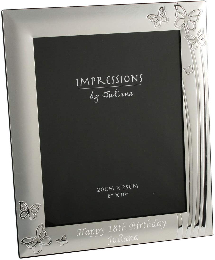 2 Tone Silverplated Photo Frame Butterfly Design 8"x 10"