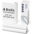 Thermal Paper 8.5" x 11" US Letter Size, 4 Rolls Quick-Dry Thermal Printer Paper, Compatible with A285M A282M A281M M835 M834