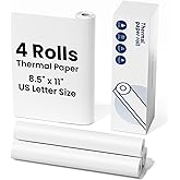 Thermal Paper 8.5" x 11" US Letter Size, 4 Rolls Quick-Dry Thermal Printer Paper, Compatible with A285M A282M A281M M835 M834