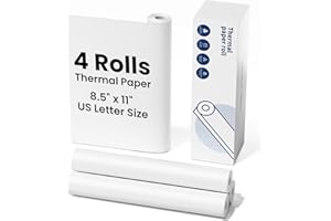 TATTMUSE Thermal Paper 8.5" x 11" US Letter Size, 4 Rolls Quick-Dry Thermal Printer Paper, Compatible with A285M A282M A281M M835 M834 M832 Portable Printer