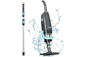 PoolMr Cordless Handheld Pool Vacuum, Rechargeable Pool Cleaner with 16 Gal/Min Powerful Suction for Above Ground Pools, Spas, Hot Tubs, 60 Mins Runtime, Perfect for Cleaning Debris Underwater, Black