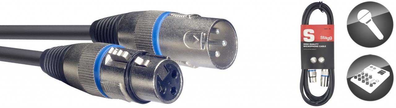Stagg SMC10 BL 10 m XLR Male to Female Microphone Cable with Blue Ring