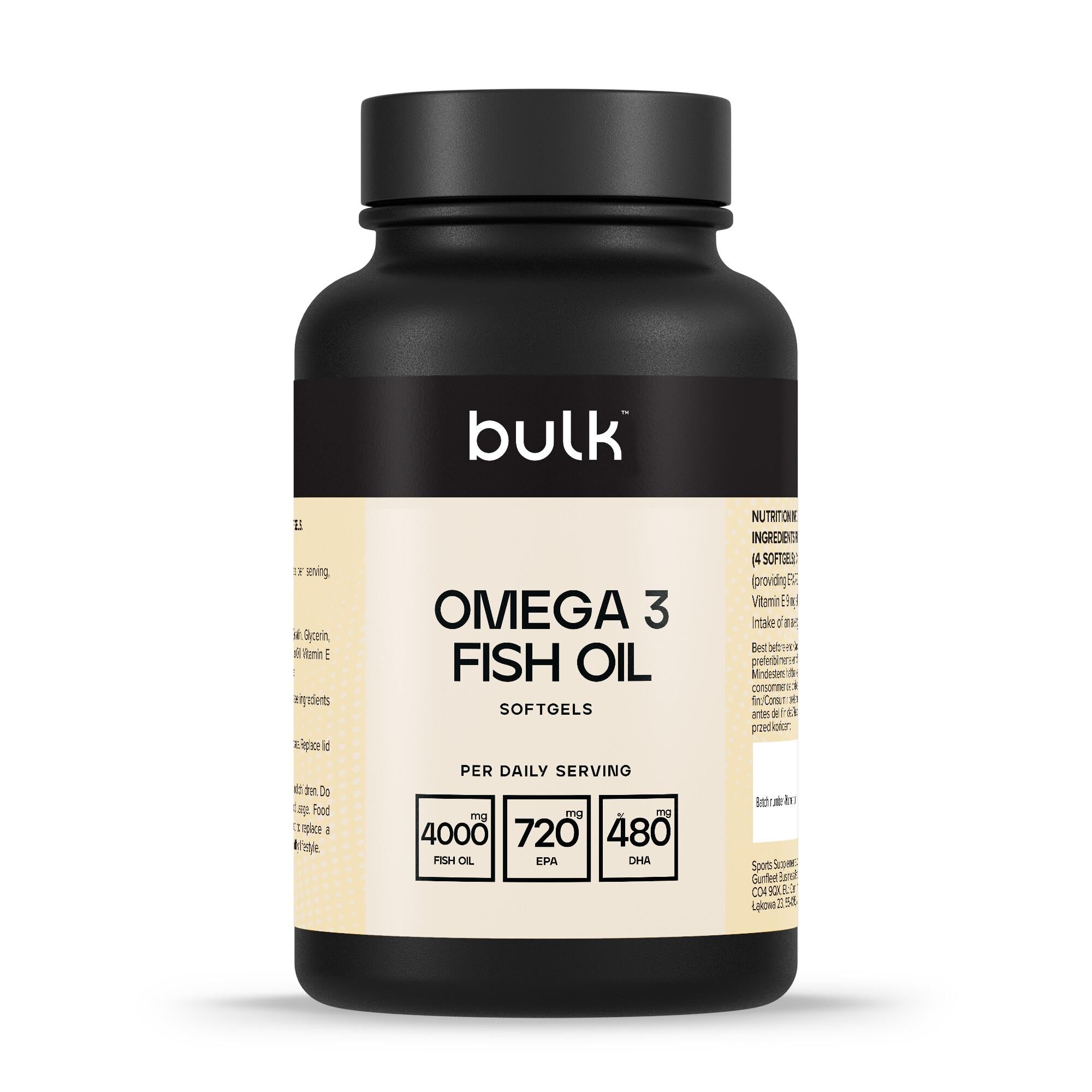 Bulk Omega 3 Fish Oil 2000mg | High Strength Softgels | 270 Capsules | 4.5 Month Supply | 720mg EPA & 480mg DHA per Daily Dose | Supports Normal Heart Function | Odourless & Refined