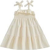 Kavousa Toddler Girl Dress Baby Girls Summer Clothes Linen Sleeveless Smocked Dresses Boho Dresses Casual Infant Sundress