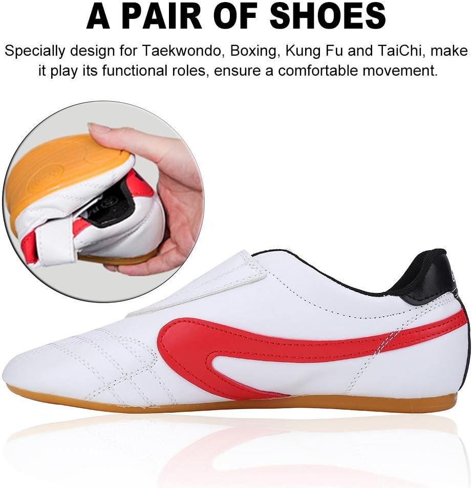 Taekwondo Shoes, Unisex PU Leather Oxford Soles Taekwondo Shoes Lightweight Boxing Kung Fu Tai Chi Sport Gym Shoes with Carry Bag for Children Adults Kids : Sports & Outdoors