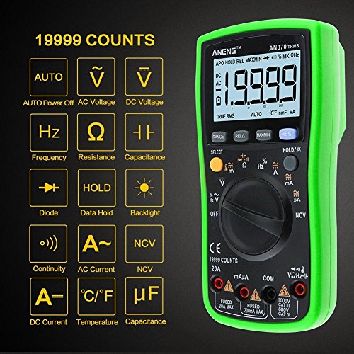 Digital Multimeter ANENG AN870 19999 COUNTS True-RMS Auto Range NCV Ohmmeter AC/DC Voltage Ammeter Current Meter Temperature Measurement