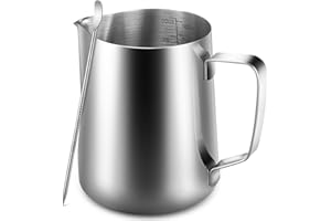 Anpro Milk Pitcher 304 Stainless Steel Milk Cup Milk Pitcher 600ml/20 oz with Measurement Marks