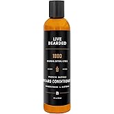 Live Bearded Beard Conditioner, 8 fl oz - Strengthens and Softens Facial Hair - Made in the USA - All-Natural Ingredients with Biotin, Caffeine | 1880 Scent - Bourbon, Bitters, Citrus