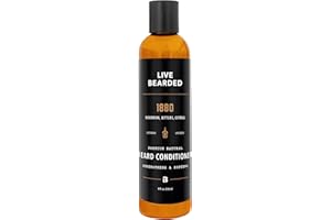 Live Bearded Beard Conditioner, 8 fl oz - Strengthens and Softens Facial Hair - Made in the USA - All-Natural Ingredients with Biotin, Caffeine | 1880 Scent - Bourbon, Bitters, Citrus