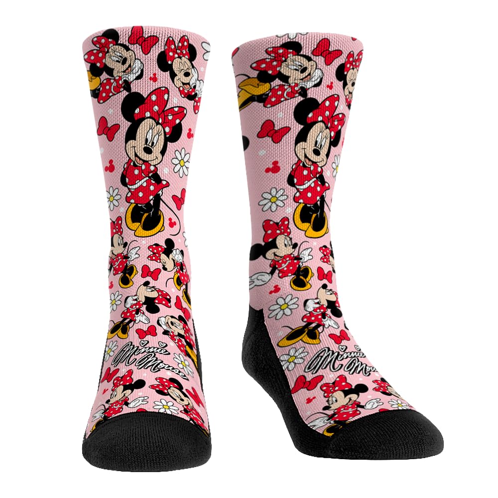 Photo 1 of Mickey Mouse & Friends Disney Premium Cartoon Character Socks (US, Alpha, Medium, Regular, Regular, Minnie Mouse - All-Over)