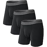 DAVID ARCHY Mens Underwear Wicking-Moisture Cooling Rayon Made From Bamboo Boxer Briefs with Support Pouch Fly 4 or 7 Pack