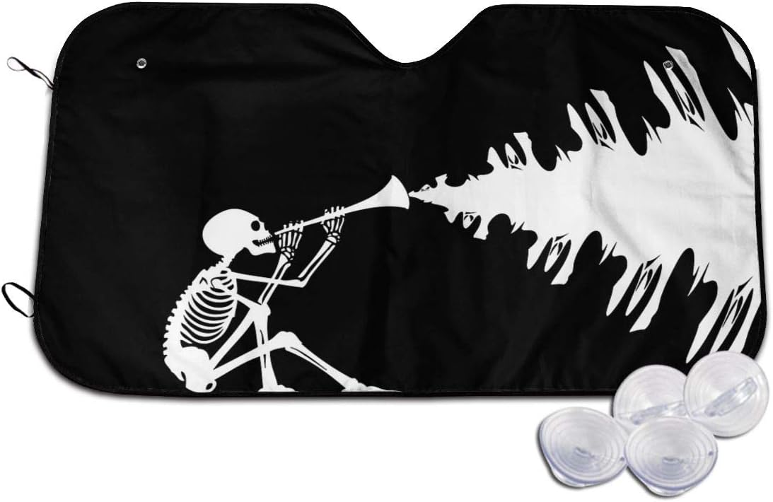 Halloween Skeleton Ghosts Flute Sans Serif Horror Cars Front Windshield Car Sunshade