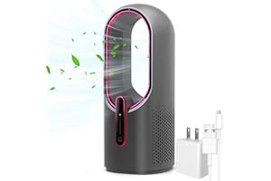 KONSIDEN Desk Fan Bladeless, 11.8 Inch Office Fan Small, Quiet, 3 Speed Adjustment, Touch Control, Easy to Clean, Desk Fans Small Quiet, Ideal for Office, Living Room, Bedroom