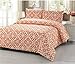 Fasthomegoods Stylish and Chic Damask Pattern Duvet Cover Set 100% Cotton Orange and White Queen 2 Pillowcases Included