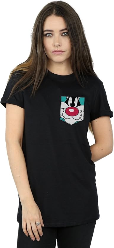 Amazon.com: Looney Tunes Women's Sylvester Face Faux Pocket Boyfriend