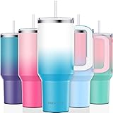 Greatyos 40 oz Tumbler with Handle and Straw Lid