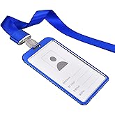 10pcs Aluminum Badge Holder with Badge Lanyard and Removable Collar Lanyard for ID Card,Work Card,Badge Clip,Name Tag(Blue:10pcs)
