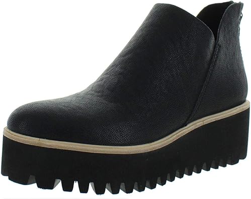 all black tread platform ankle boots