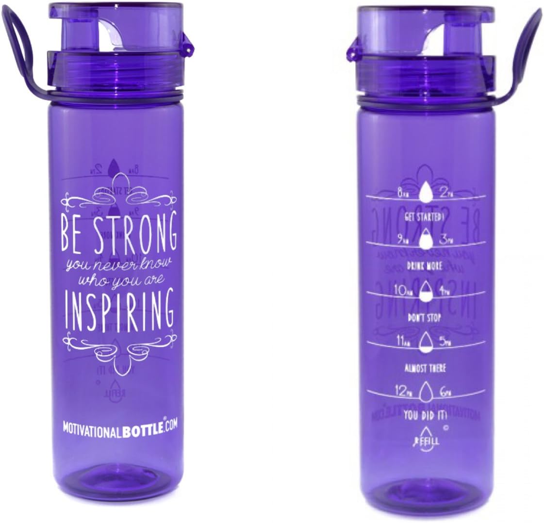 Motivational Bottle - 27oz Flip Lid Water Bottle | Fitness -Workout-Sports Bottle | Measurements | Goal Marked Times for Measuring Your Daily Water Intake, BPA Free Non-Toxic Triton (Purple)