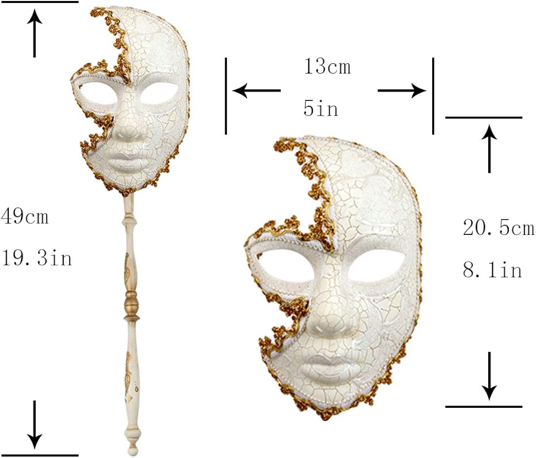 YUFENG Women Hand-held Mask, Venetian Costume Masquerade Mask on Stick, Color7, 19inchLx5inchW - Image 4
