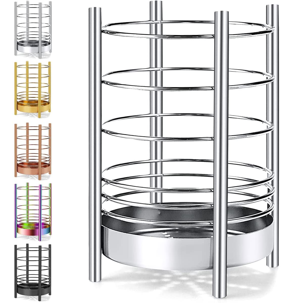 Evanda Silver Stainless Steel Cutlery Holder - Kitchen Cooking Utensils Sorter with Spoon Holder