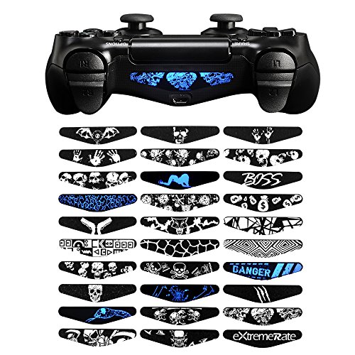 eXtremeRate-Set-of-30-Custom-Scared-Skull-Design-LED-Lightbar-Decals-for-Dualshock-4-Playstation-4-PS4-PS4-Slim-PS4-Pro-Controller-Stickers-Skins