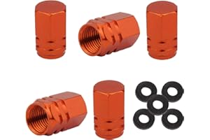 WINKA 5Pcs Car Tire Valve Stem Caps Hexagon Aluminium Alloy Dustproof Valve Stem Covers Universal for Cars with O Rubber Ring