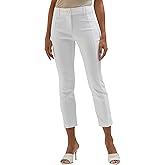 Rafaella Womens 27" Satin Luxe Crop Pants, Stretch Fabric, Elastic Waist Panels, Straight Leg Classic Fit Capris