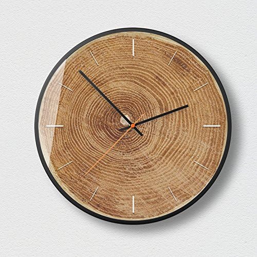 WuuLii Decor Wall Clock- Simple Non Ticking Quality Quartz Quartz Clock Wall Clock-Refreshing Wooden round Wall Clock Simple Non Ticking Quality Quartz Bedroom Wall Clock,14-inch-04