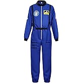 Men's Adult Astronaut Spaceman Costume Coverall Pilot Air Force Flight Jumpsuit Dress Up Party