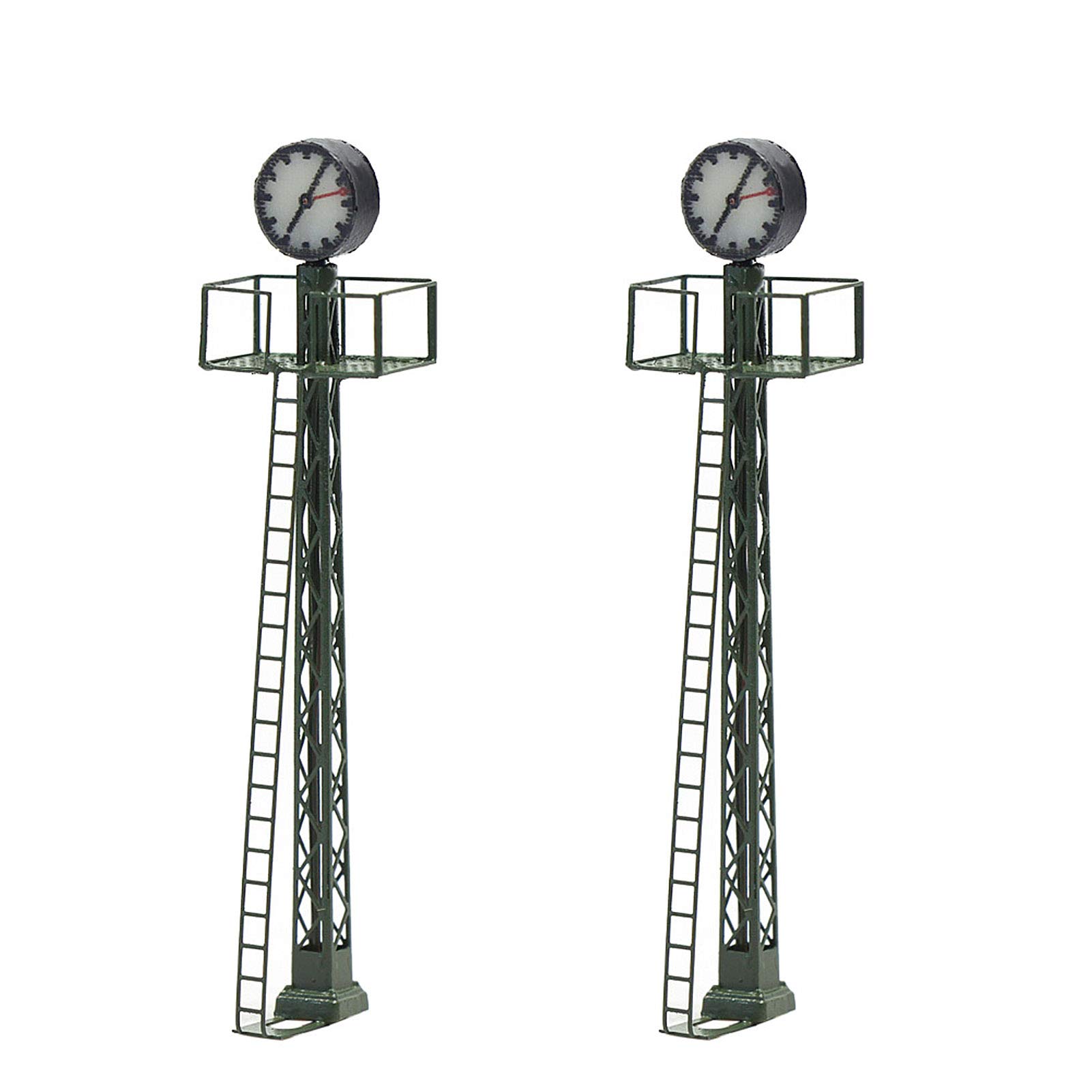 Evemodel 2pcs Model Railway lights Lit Platform Clock on Lattice mast N Scale 6cm