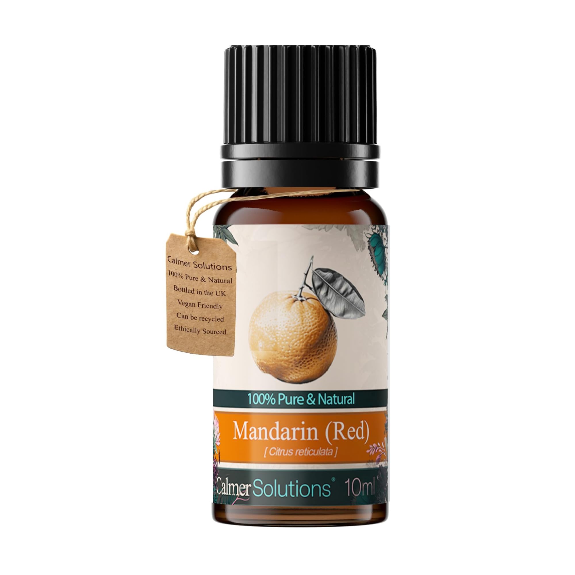 Calmer Solutions Mandarin Essential Oil 10ml – 100% Pure & Natural Citrus reticulata – Sweet, Uplifting Aroma for Diffusers, Massage & Blends – Made in The UK, Cruelty-Free
