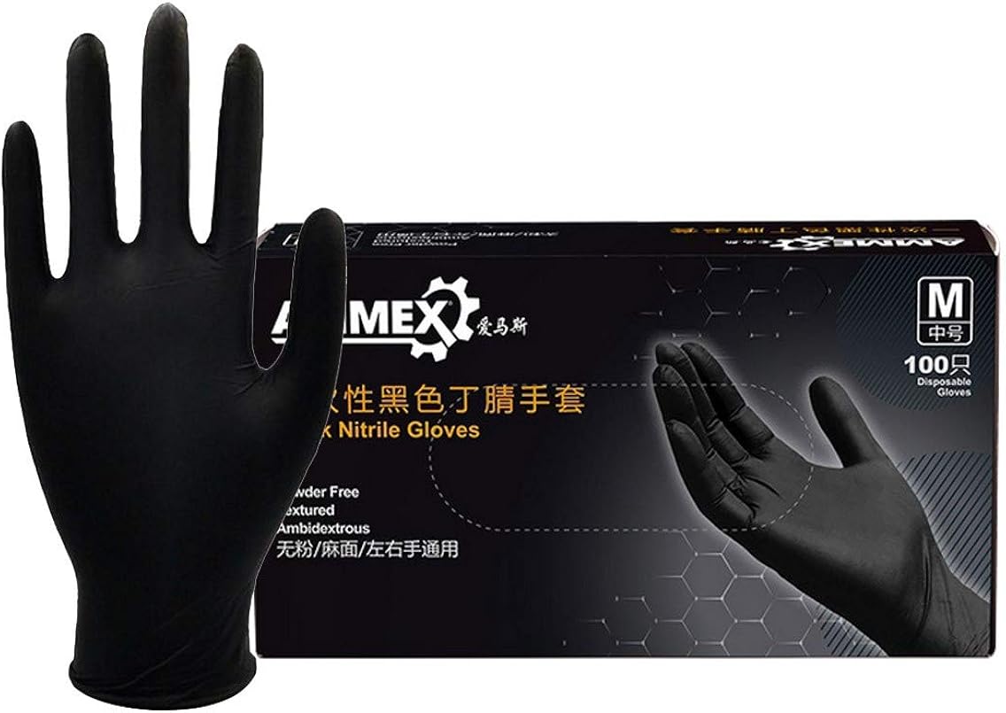PASHY 100pcs Rubber Disposable Gloves Comfortable Mechanic Nitrile Gloves Safe Latex-Free Exam Gloves