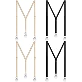 Sintege 4 Pcs Women Suspenders Hidden Thin Suspenders Under Clothes Adjustable Y Back Braces for Woman(Black, Beige)
