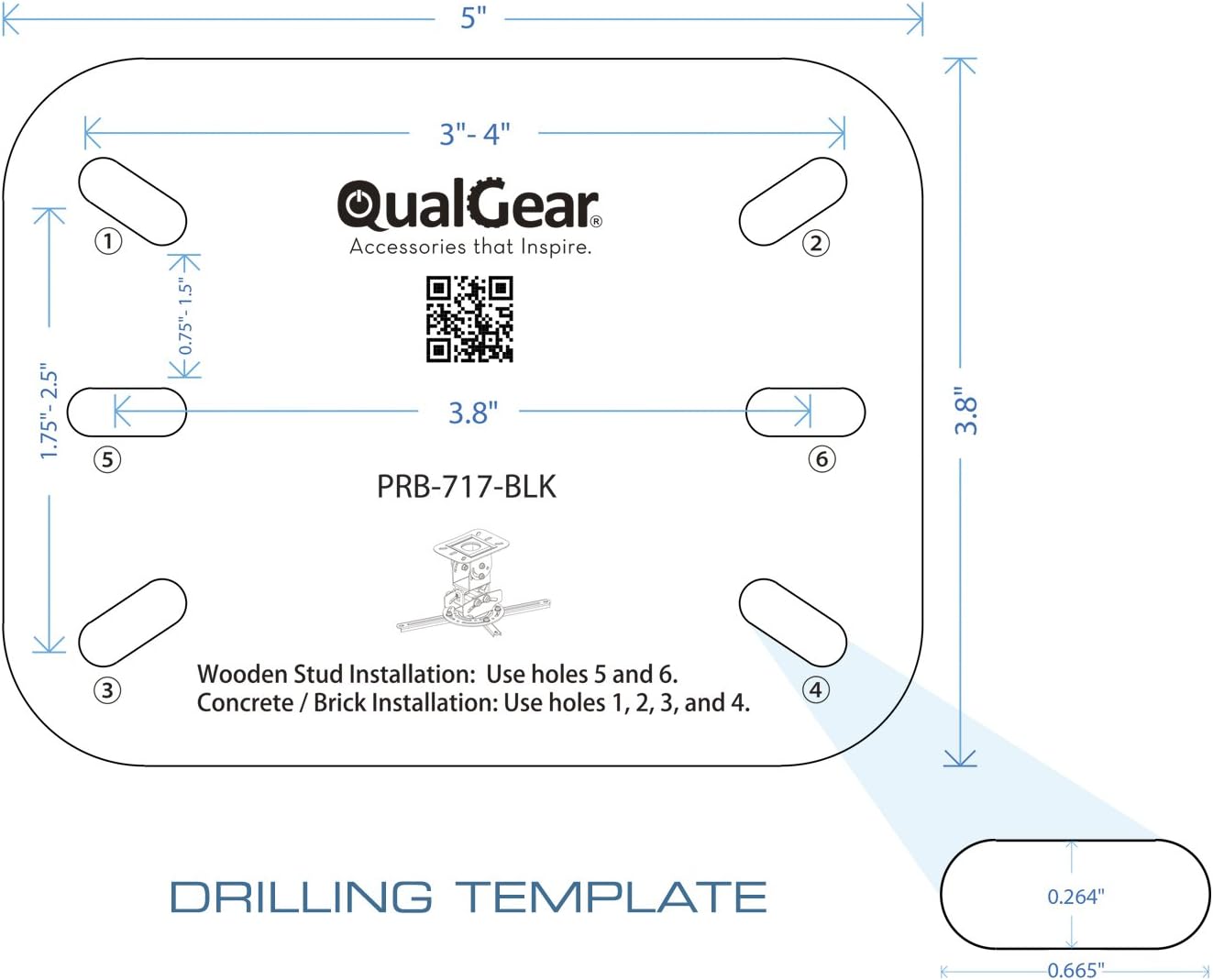 QualGear PRB-717-WHT Universal Ceiling Mount Projector Accessory : Video Projector Mounts : Office Products