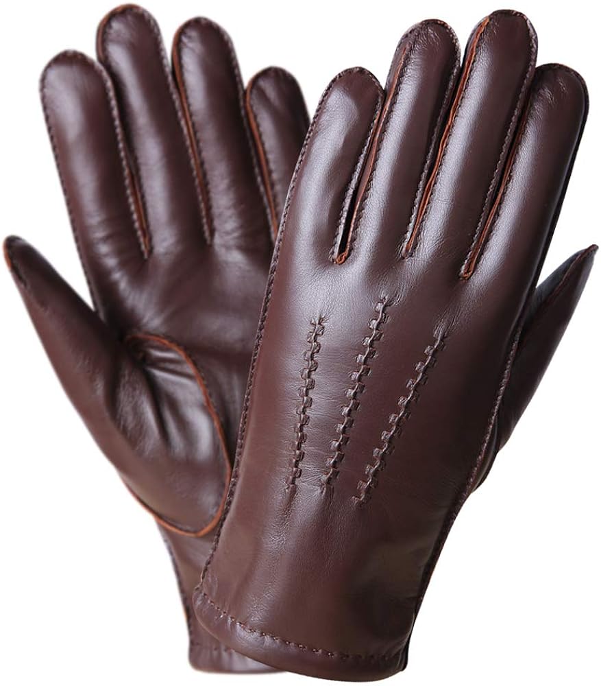 OZERO Lederhandschuhe Herren Gefüttert | Winterhandschuhe Winddicht & Wasserdicht