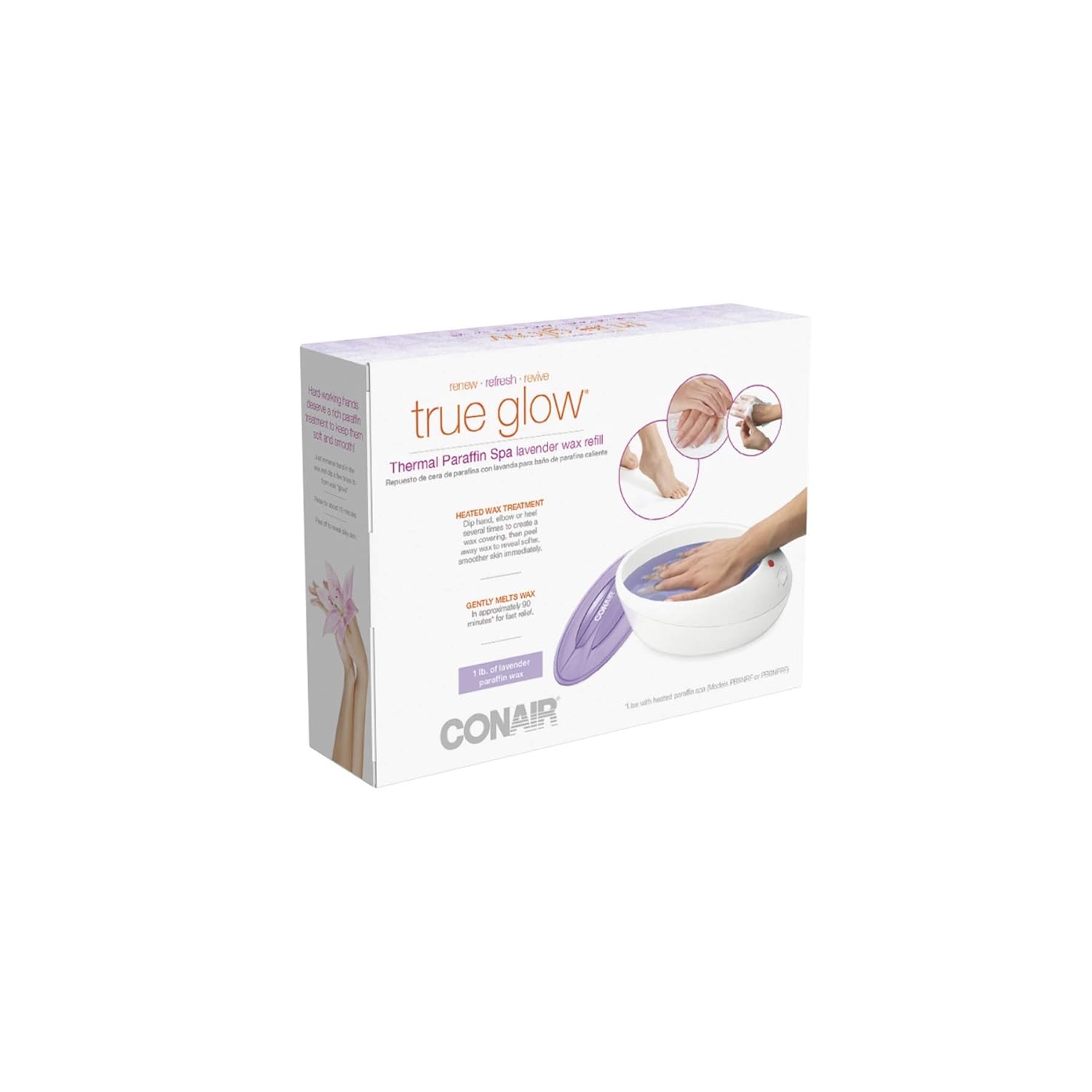 True Glow by Conair Thermal Paraffin Spa 1lb. Wax Refill (Lavender) : Beauty