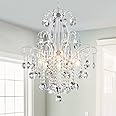 WUZUPS Crystal Chandelier 5-Light Pendant Ceiling Light Modern Lighting Fixture for Bedroom Hallway Bar Kitchen Bathroom, H 22.6'' x W 19.2'', E12 Base, White
