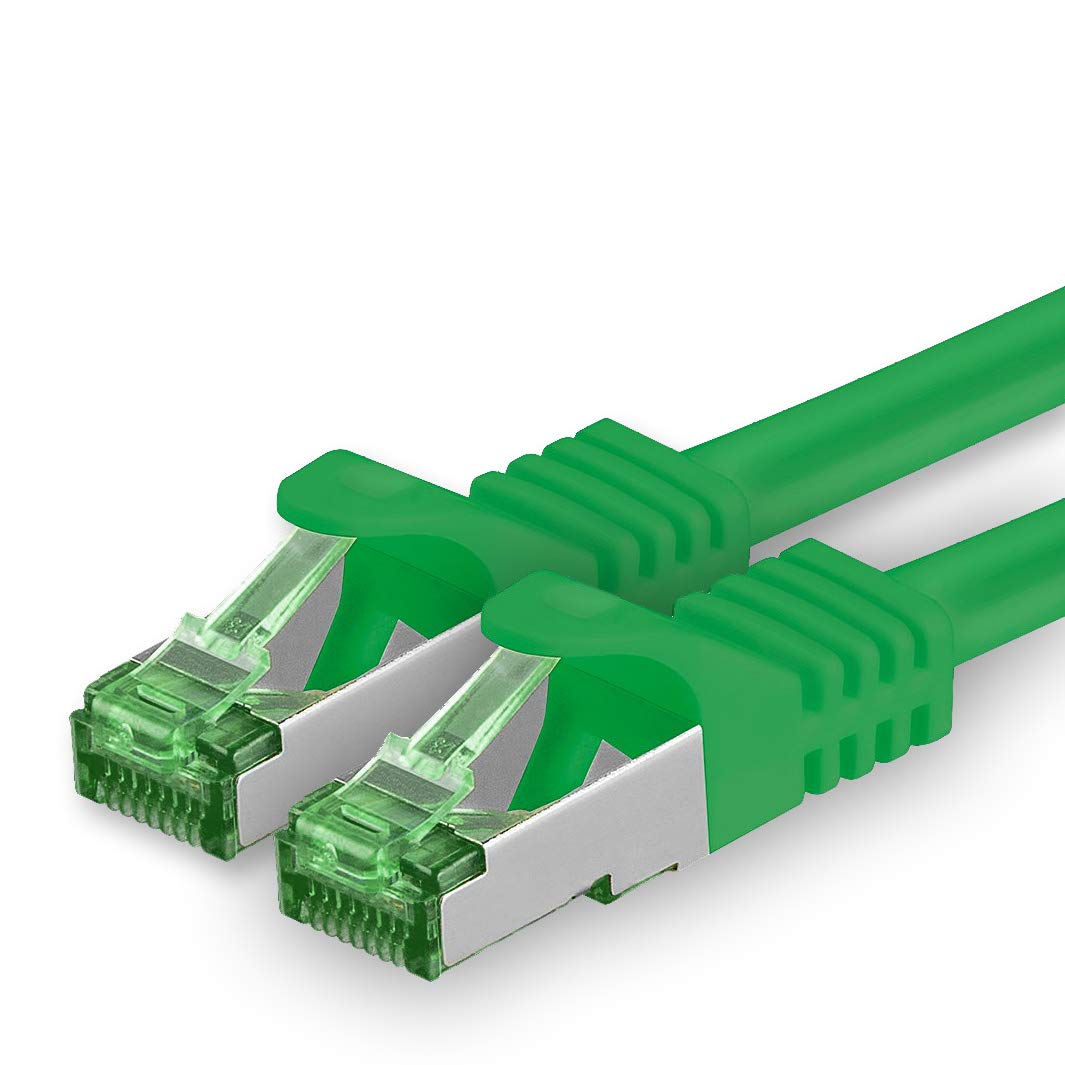 1aTTack.de 15 M Cat.7 Network Cable 1 Piece Cat7 Patch Cable Lan Cable Ethernet RJ45 10 Gbit/s (All Internet Speeds) Green 15 Meters