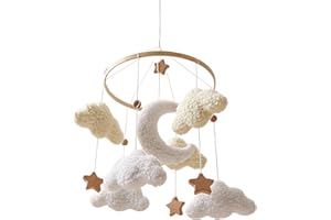 Kids Mobile for Crib - Soothing Aesthetic Educational,Cloud Crib Mobile Bell Decor | for Bedroom Living Room Wall Window Home