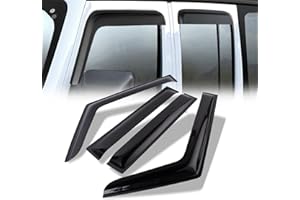 Seaforie Rain Guards for Car Windows Compatible with Jeep Wrangler 2007-2023 Gladiator 2020-2023 4-Door,Smoke Tape-on Type Windows Visors Sun/Rain Guards,4PCS Slim Style Side Window Wind Deflectors