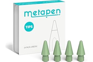 Metapen 4 Pack Tips Compatible with Apple Pencil Pro, USB-C, 2nd, 1st Gen and A8/A11/Air8/A14/D1-1:1 Original Size, Super Dur