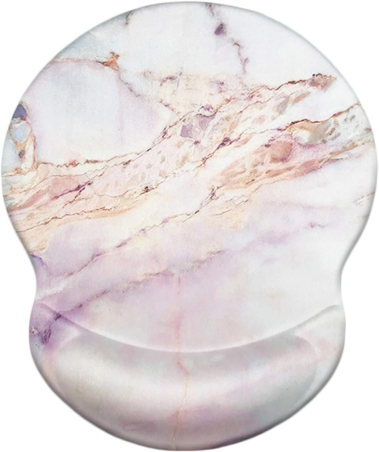 Ergonomic Design Mouse Pad with Wrist Rest Support, Cute Wrist Mouse Pad with SOFE Cloth, Non-Slip PU Base Mouse Mat, Pain Relief Mousepad for Gaming & Working(Wrist Marble Pink)