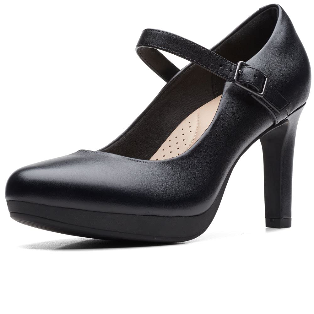 Clarks Women’s Ambyr Shine Pump, Black (Black Leather), 39.5 EU