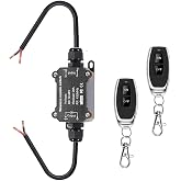 Meskliu Waterproof Remote Control Switch,DC12/24/48V 20A,164ft Range | Wireless 433Mhz Transmitter Receiver Kit, RF Module Relay ON/OFF Switch, for Lights, Pump, Fan