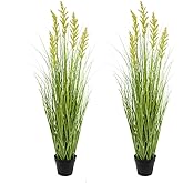 Melorca&Guilla Artificial Plants,Artificial Tall Grass, 2Pack 49" Faux Grass Plant Indoor Outdoor Fake Tall Grass Fake Plants for Shop Garden Office Home Décor (2, Wheat Seed, 49 inch)